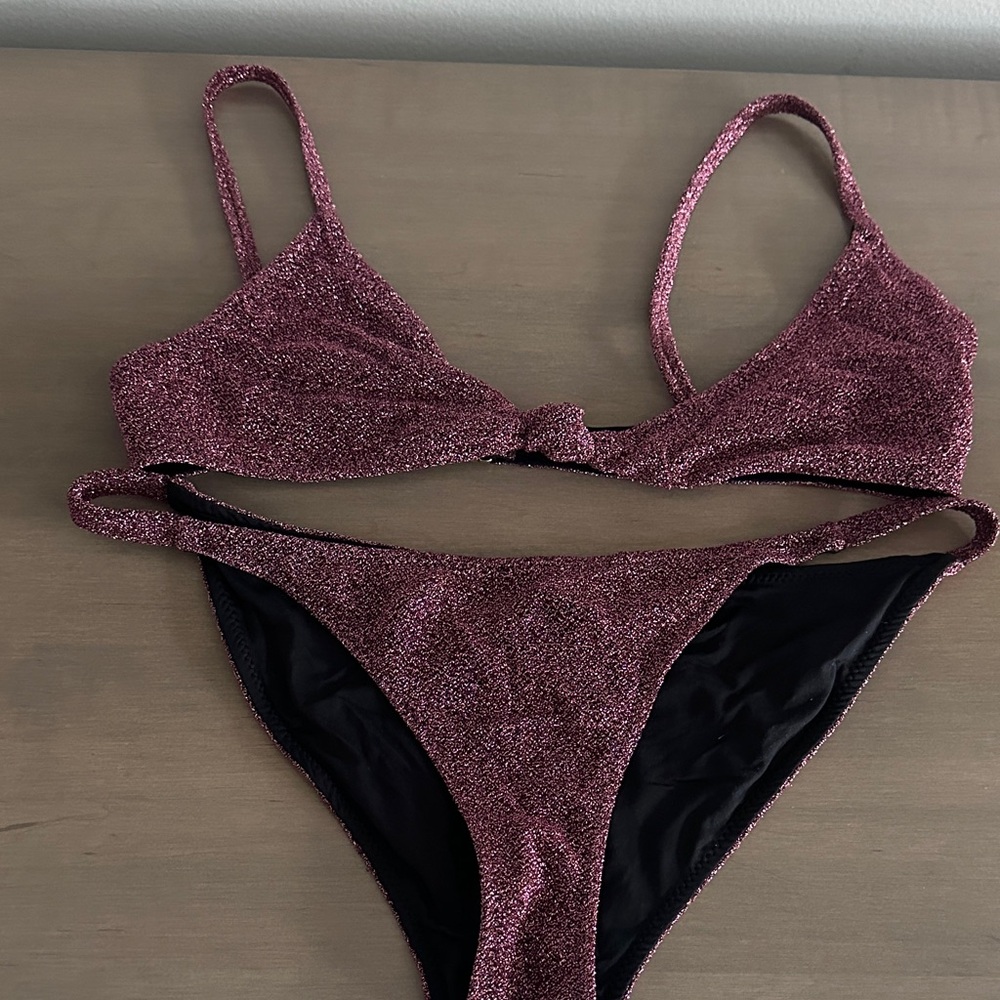 Caroline Constas Glittering Burgundy Bikini